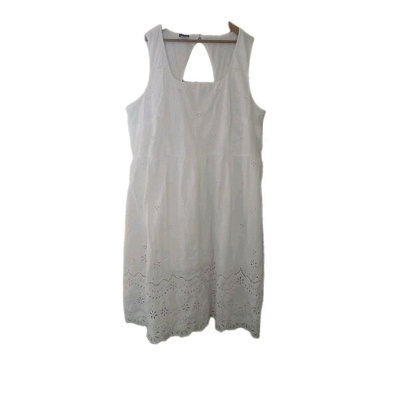 Talbots Plus Eyelet Border Sleeveless Square Neck Midi Dress Size 24W White - Picture 1 of 12